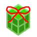 green present with a red ribbon
